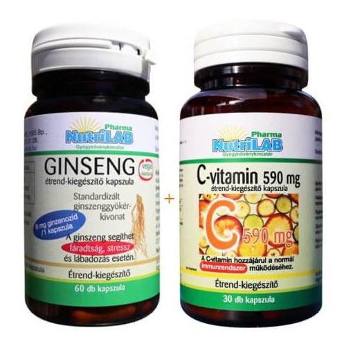 NutriLAB Ginseng + AJÁNDÉK C-vitamin - 60+30 db