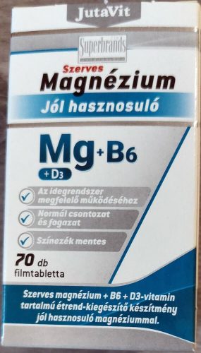 JutaVit Szerves Magnézium + B6 + D3 - 70 db filmtabletta