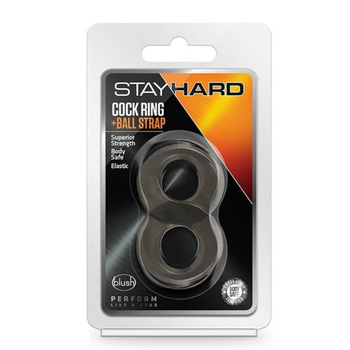 STAY HARD COCK RING AND BALL STRAP BLACK