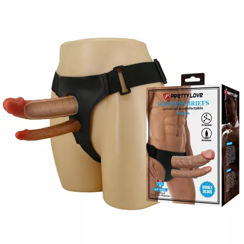 Pretty Love Keaven Harness Briefs with Double Dildos