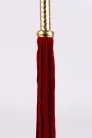 Flogger with Metallic Leather Handle and Suede Leather Tails Red 18"