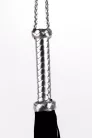 Flogger with Metallic Leather Handle and Suede Leather Tails Black 18"