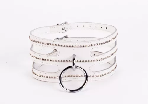 Designer Traingo Collar Made in Calf Softy Leather White