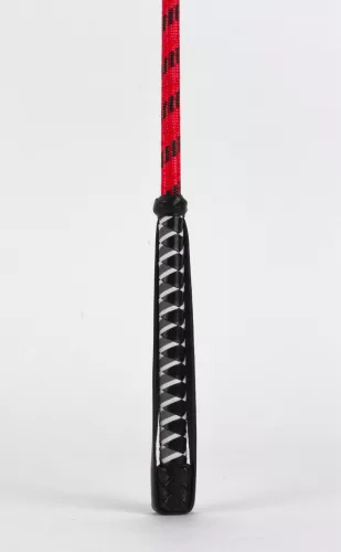 Nylon Stick with Neon Strip and Goat Kid Leather Handle Nubuck Leather Top Red
