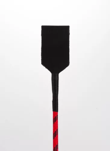 Nylon Stick with Neon Strip and Goat Kid Leather Handle Nubuck Leather Top Red