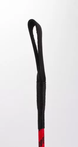 Nylon Stick with Neon Strip and Goat Kid Leather Handle Nubuck Leather Top Red