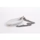 Lamb Leather Handle with 2 Rows of Small Rhinestones and Metal Chain White