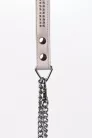 Lamb Leather Handle with 2 Rows of Small Rhinestones and Metal Chain White