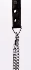 Lamb Leather Handle with 2 Rows of Small Rhinestones and Metal Chain Black