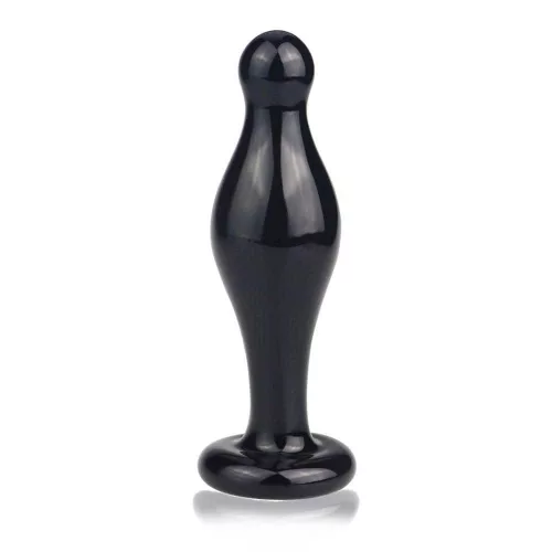 4.5" Glass Romance Anal Plug Black