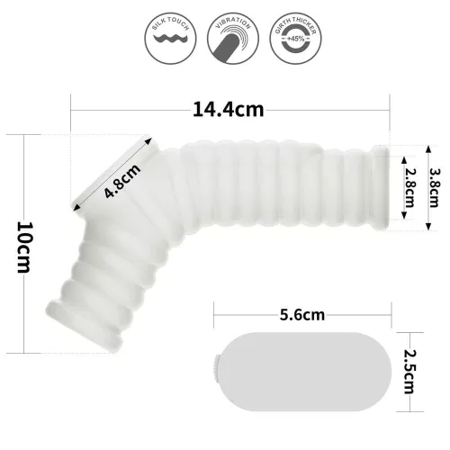 Vibrating Silk Knights Ring with Scrotum Sleeve (White) III