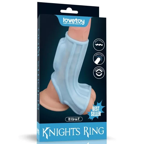 Vibrating Ridge Knights Ring with Scrotum Sleeve_B15O50_1