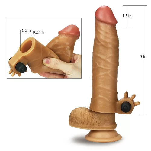 Add 1.5" Vibrating Silicone Extender Brown_B15O50_1