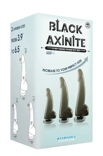 Black Axinite 3 in 1 Anal Plug Kit Set IV