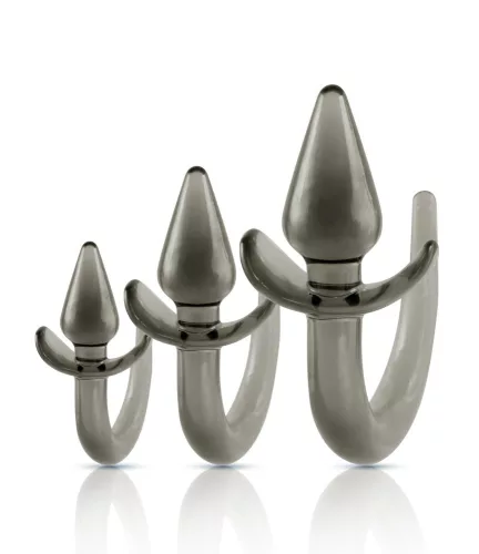Black Axinite 3 In 1 Anal Plug Kit Set with Tail Design
