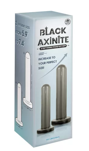 Black Axinite 2 in 1 Anal Plug Kit Set