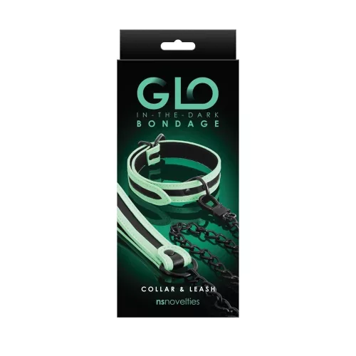 GLO Bondage - Collar and Leash - Green_B0O25_2