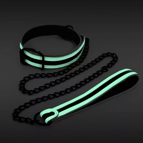 GLO Bondage - Collar and Leash - Green_B0O25_2