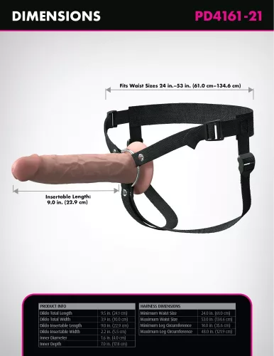 9" Silicone Hollow Strap-On Dual Density
