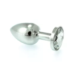 Butt Plug Small Metal With Crystal Clear