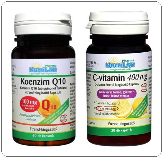 NutriLAB Koenzim Q10 100 mg - 60 db + AJÁNDÉK C-vitamin (400 mg, savmentes, gyomorbarát) - 30 db