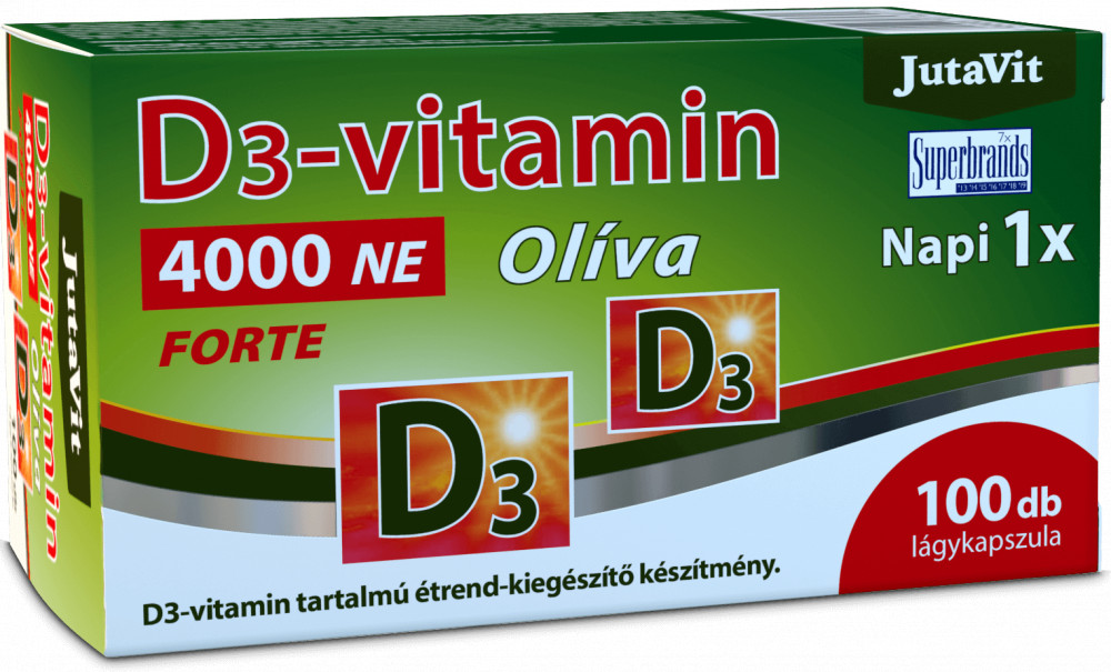 JutaVit D3-vitamin 4000NE Olíva Forte - 100 db lágykapszula